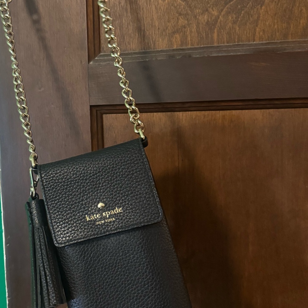 Kate Spade Black Leather Phone Wallet Crossbody Bag - Picture 3 of 7